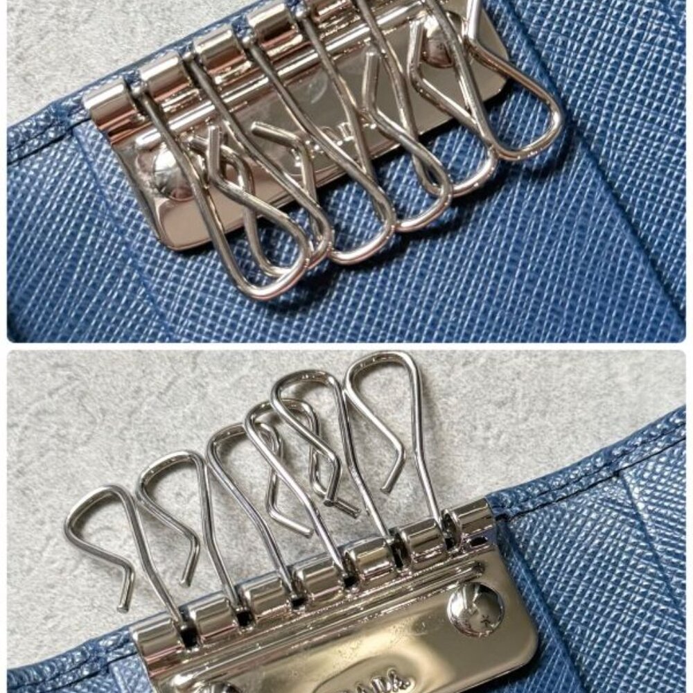 Prada Triangle 6 Continuous Key Case Saffiano Lea… - image 8